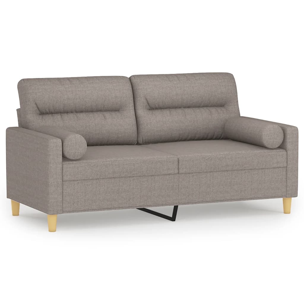 2-sits soffa med prydnadskuddar taupe 140 cm tyg