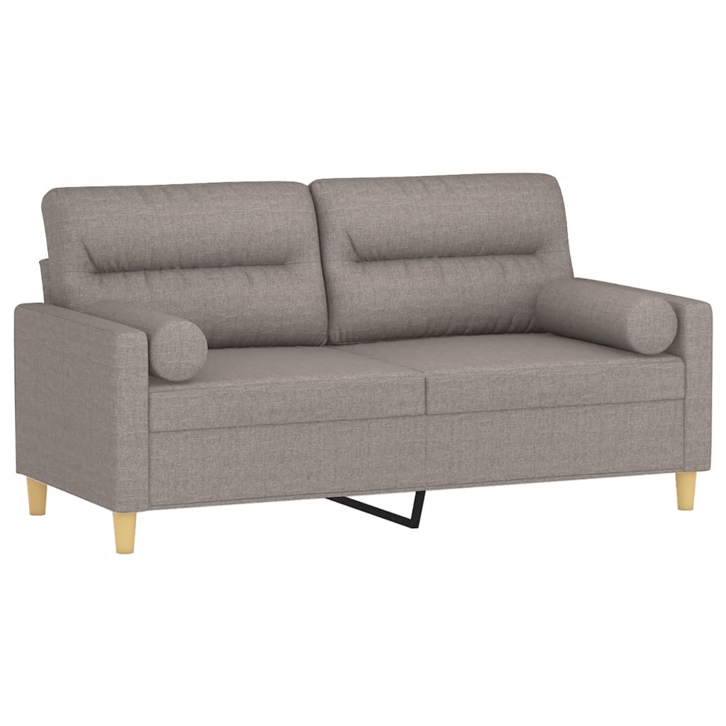 2-sits soffa med prydnadskuddar taupe 140 cm tyg