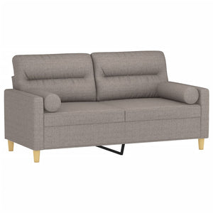 2-sits soffa med prydnadskuddar taupe 140 cm tyg
