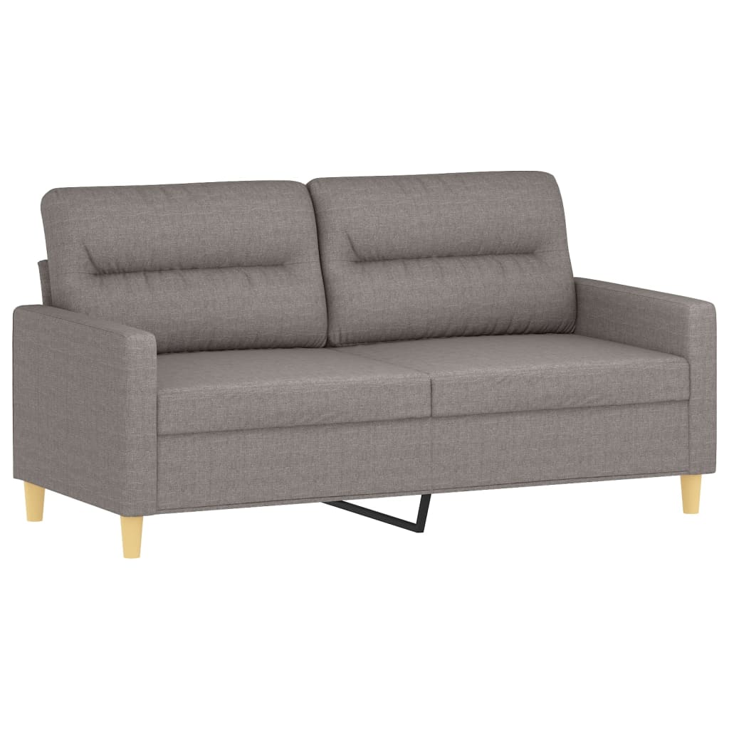 2-sits soffa med prydnadskuddar taupe 140 cm tyg