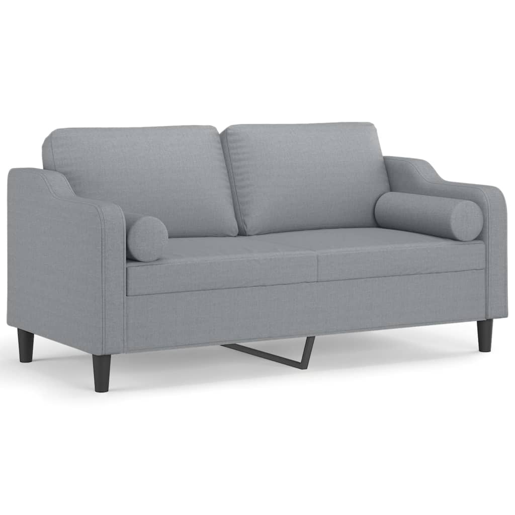2-sits soffa med prydnadskuddar ljusgrå 140 cm tyg