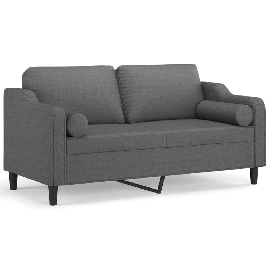 2-sits soffa med prydnadskuddar mörkgrå 140 cm tyg