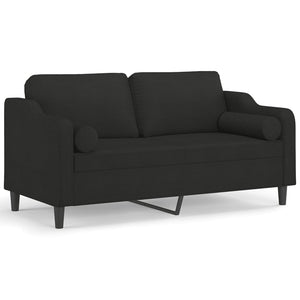 2-sits soffa med prydnadskuddar svart 140 cm tyg