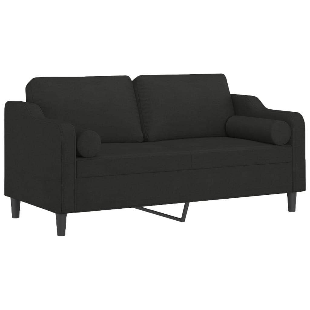 2-sits soffa med prydnadskuddar svart 140 cm tyg