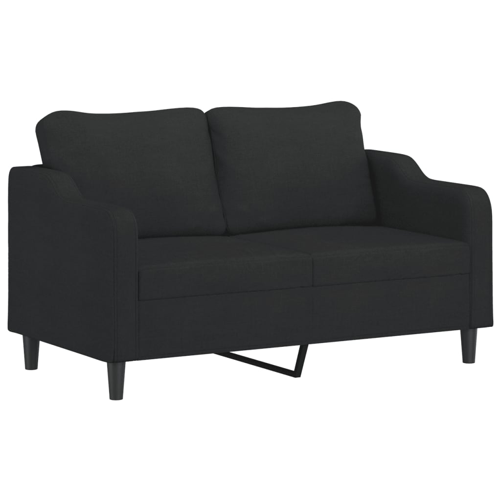 2-sits soffa med prydnadskuddar svart 140 cm tyg
