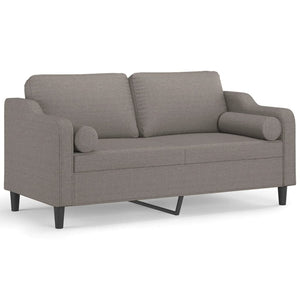 2-sits soffa med prydnadskuddar taupe 140 cm tyg
