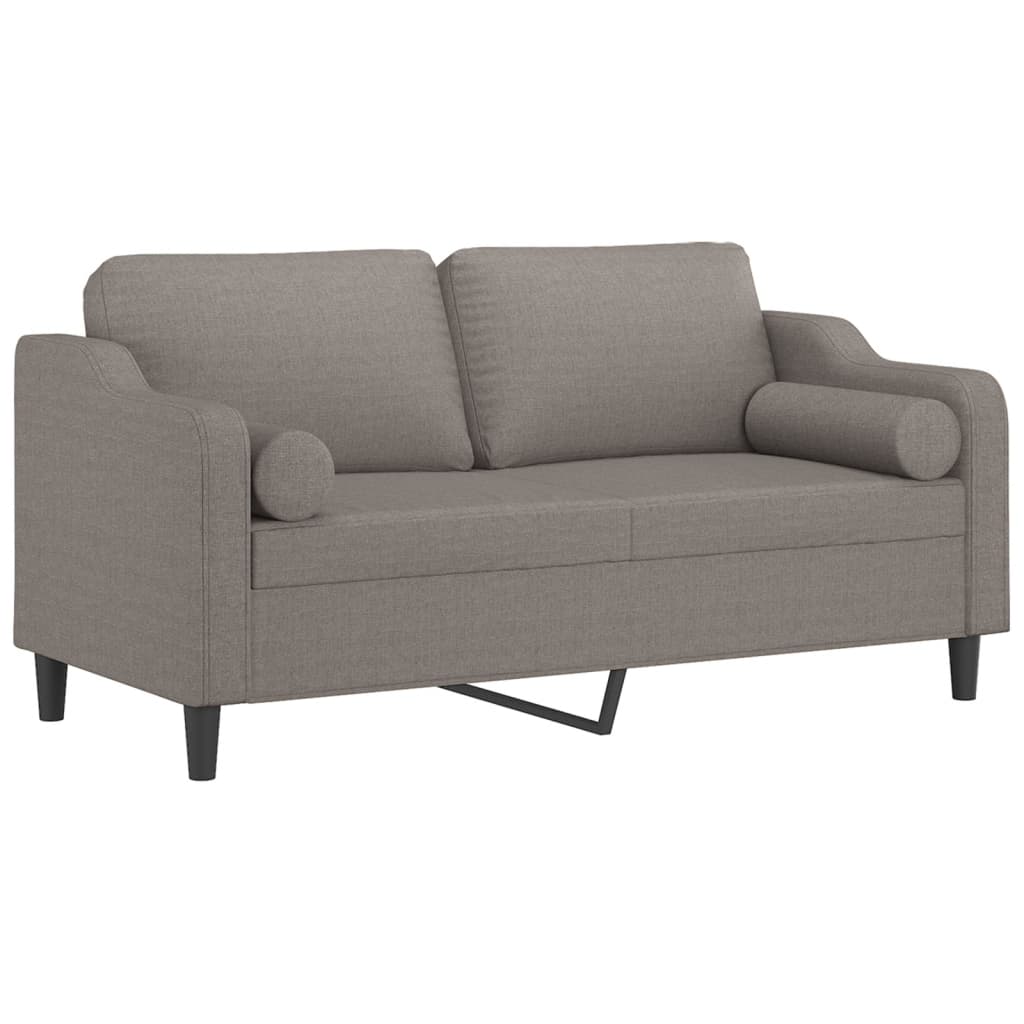 2-sits soffa med prydnadskuddar taupe 140 cm tyg