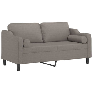 2-sits soffa med prydnadskuddar taupe 140 cm tyg