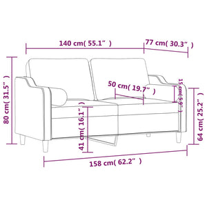 2-sits soffa med prydnadskuddar taupe 140 cm tyg