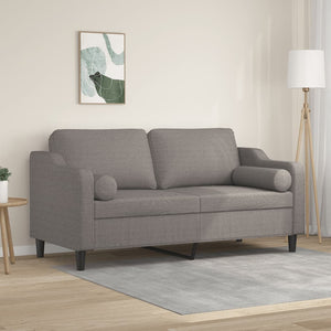 2-sits soffa med prydnadskuddar taupe 140 cm tyg