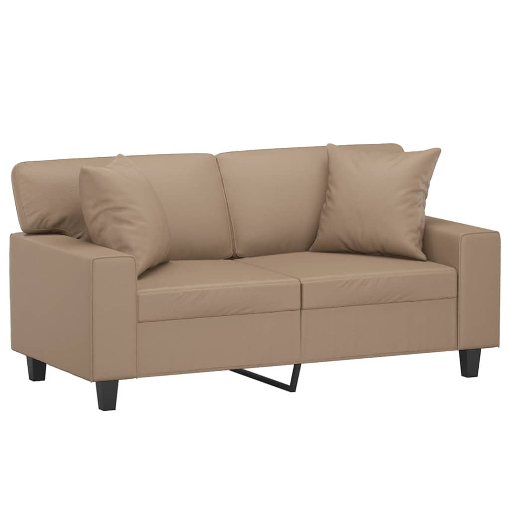 2-sits soffa med prydnadskuddar cappuccino 120 cm konstläder