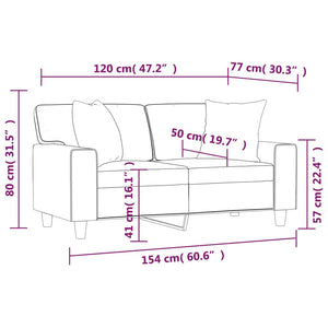 2-sits soffa med prydnadskuddar cappuccino 120 cm konstläder