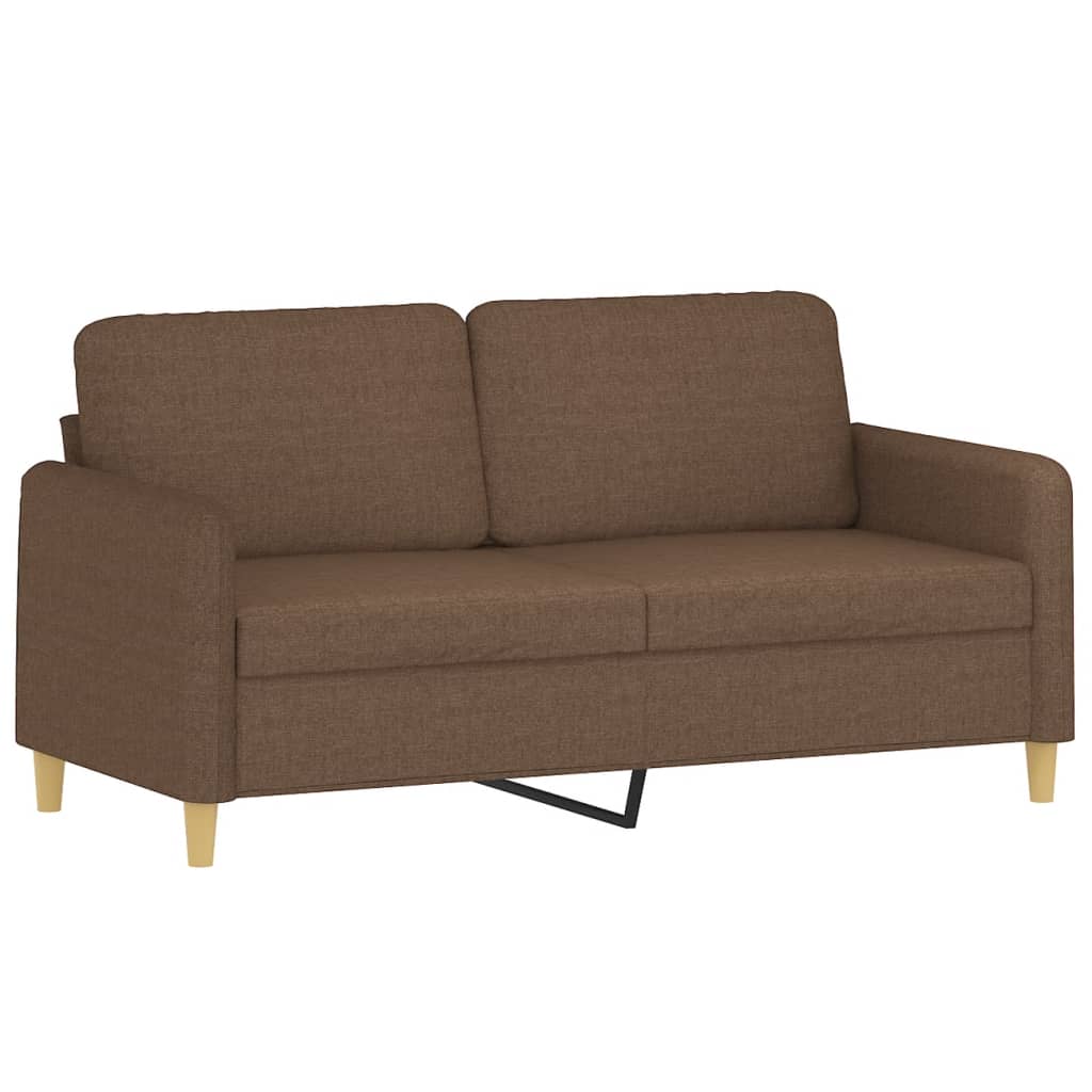 2-sits soffa med prydnadskuddar brun 140 cm tyg