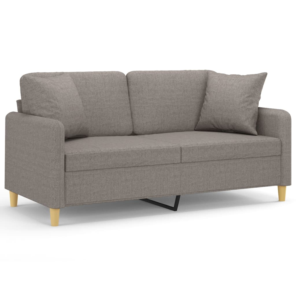 2-sits soffa med prydnadskuddar taupe 140 cm tyg
