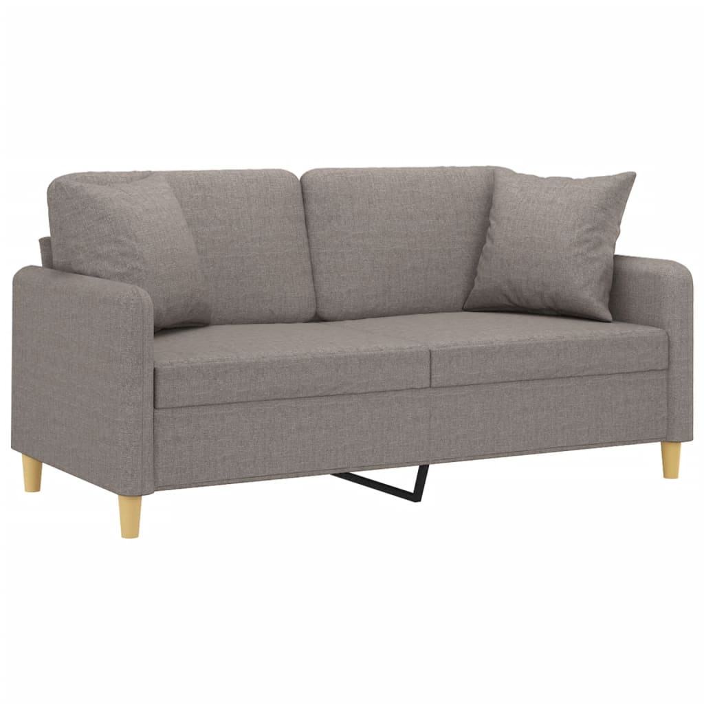 2-sits soffa med prydnadskuddar taupe 140 cm tyg