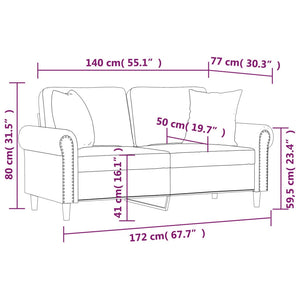 2-sits soffa med prydnadskuddar gräddvit 140 cm konstläder