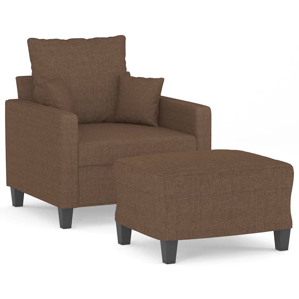 Fåtölj med fotpall Brun 60 cm tyg