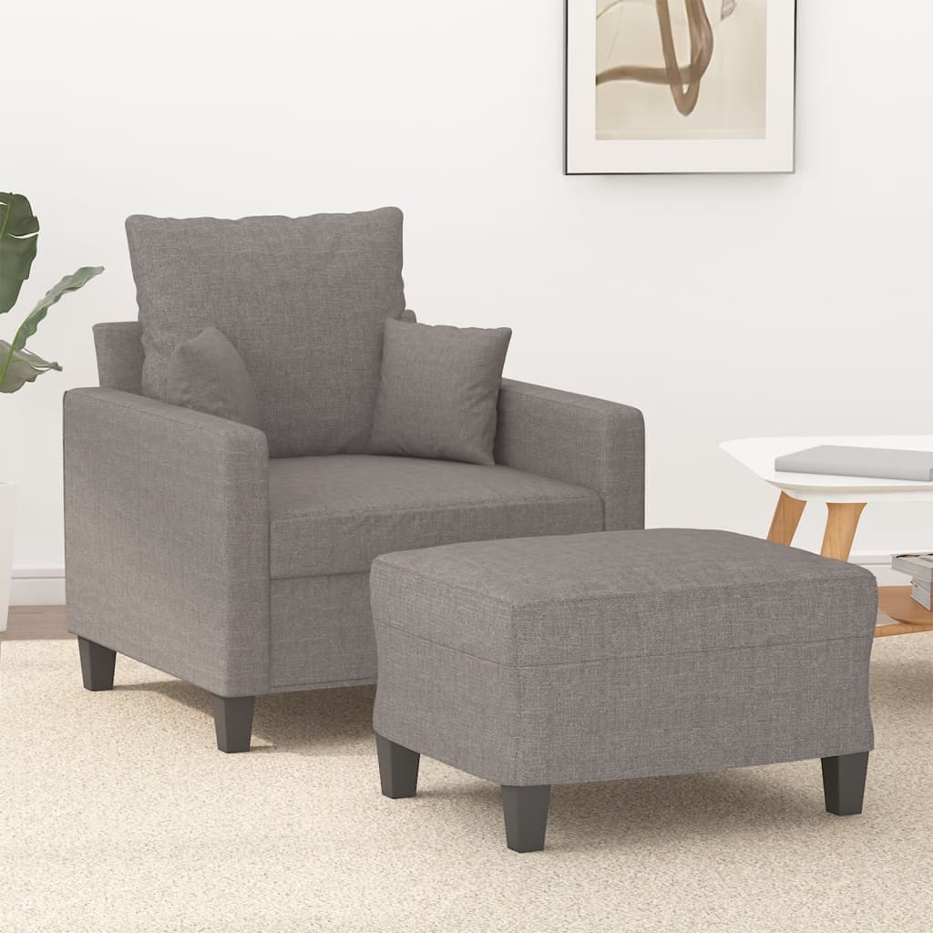 Fåtölj med fotpall Taupe 60 cm tyg