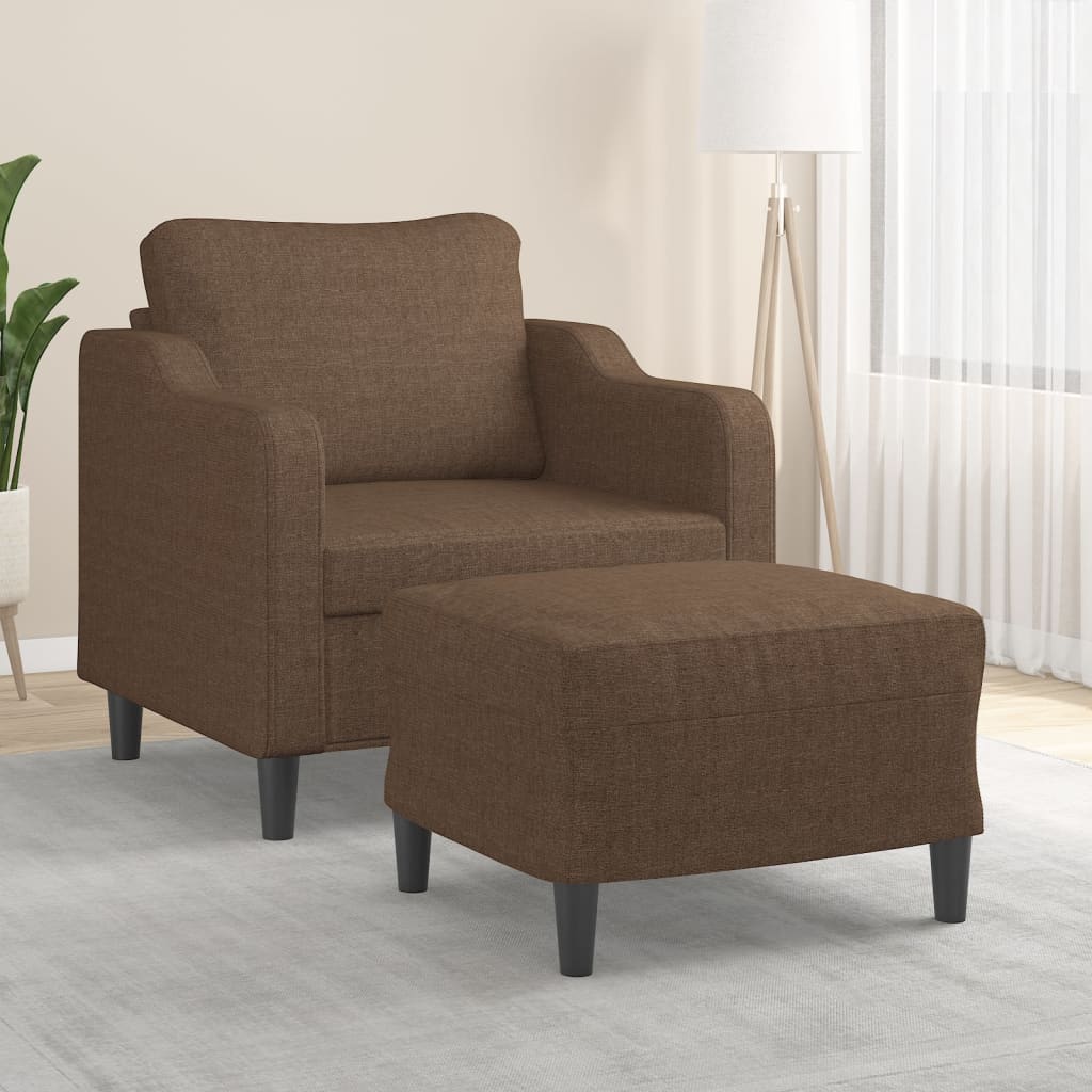 Fåtölj med fotpall Brun 60 cm tyg