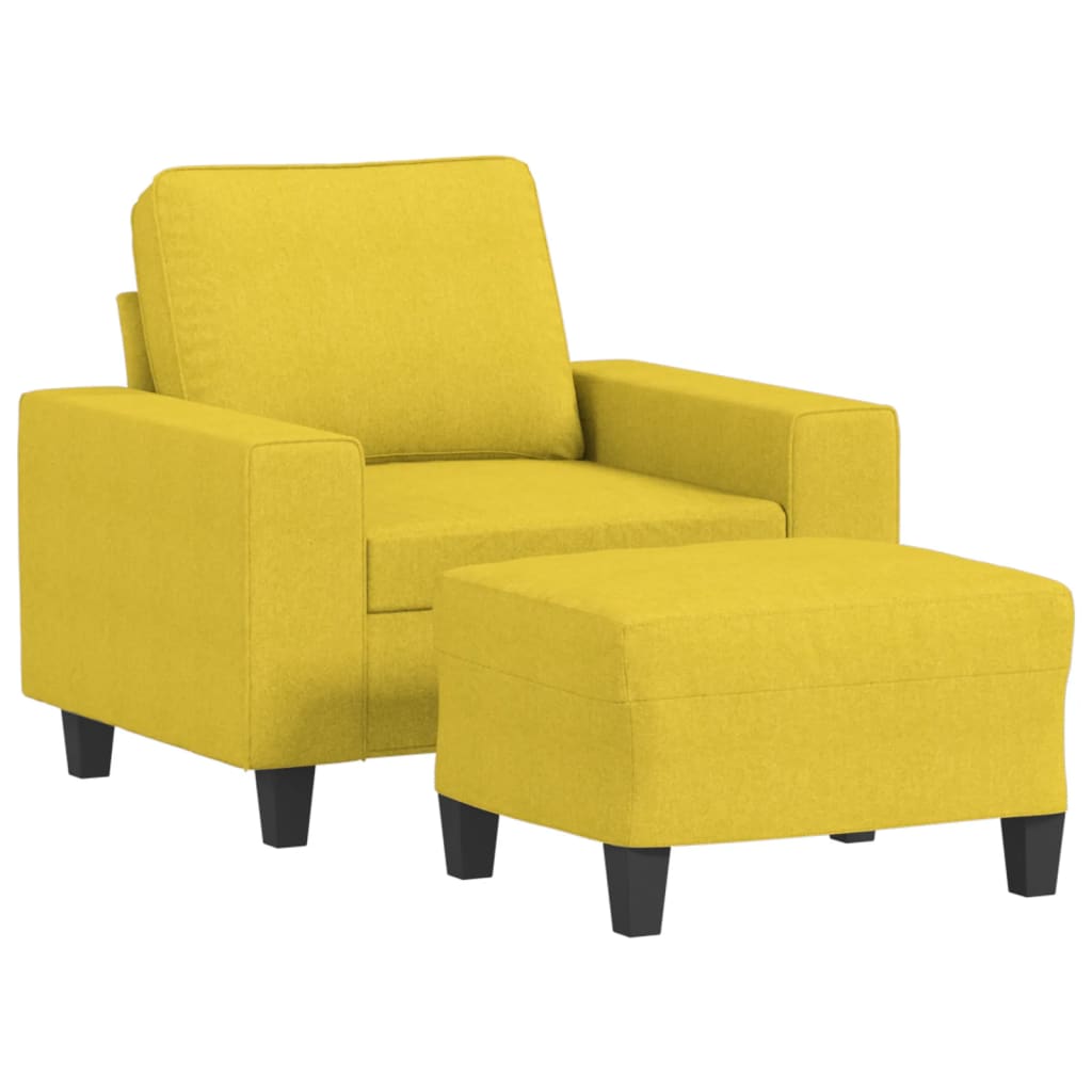 Fåtölj med fotpall Ljusgul 60 cm tyg