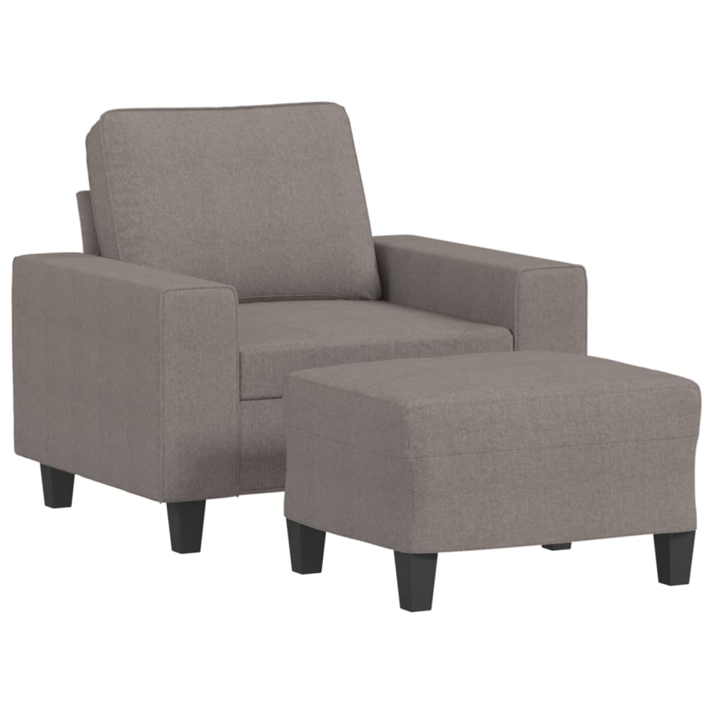 Fåtölj med fotpall Taupe 60 cm tyg