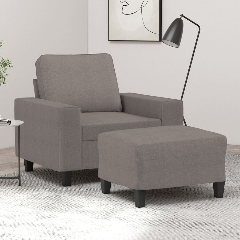Fåtölj med fotpall Taupe 60 cm tyg