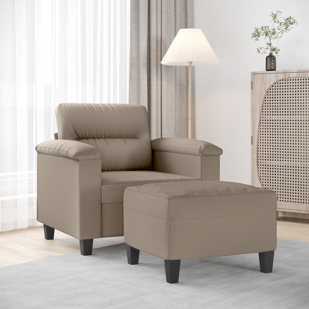 Fåtölj med fotpall Taupe 60 cm mikrofibertyg