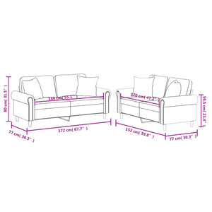 Soffgrupp med kuddar 2 delar gräddvit konstläder