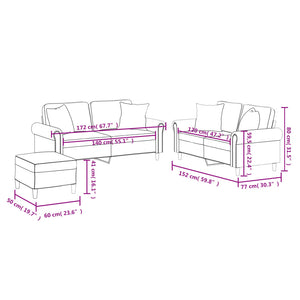 Soffgrupp med kuddar 3 delar grå konstläder