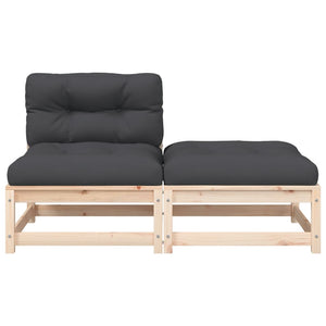 Trädgårdssoffa utan armstöd med dynor och pall