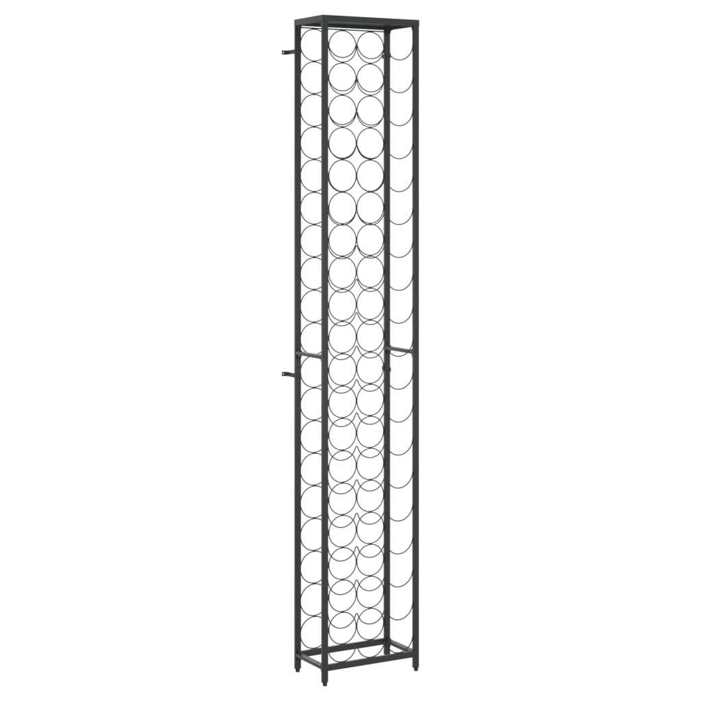 Vinställ för 57 flaskor svart 34x18x200 cm smidesjärn