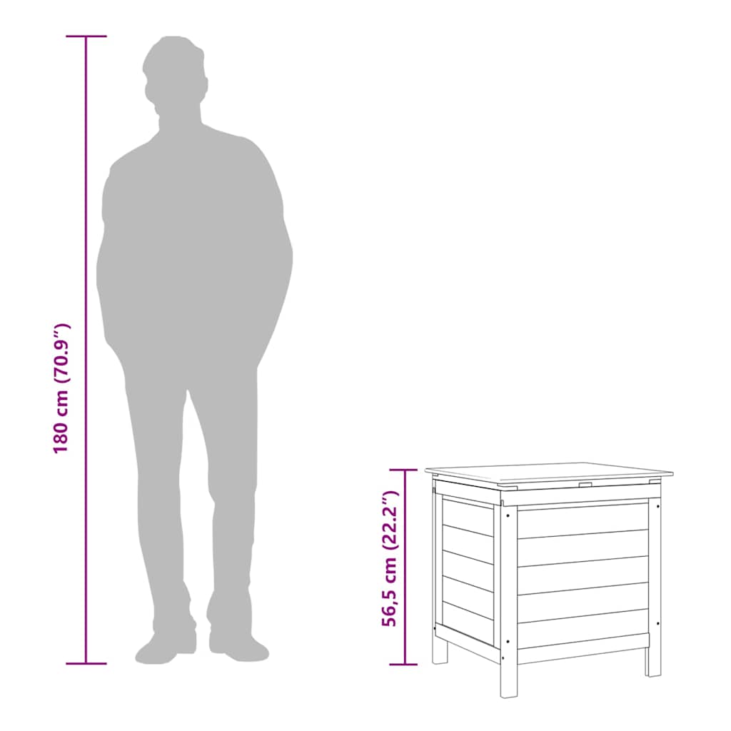 Dynbox vit 50x49x56,5 cm massivt granträ