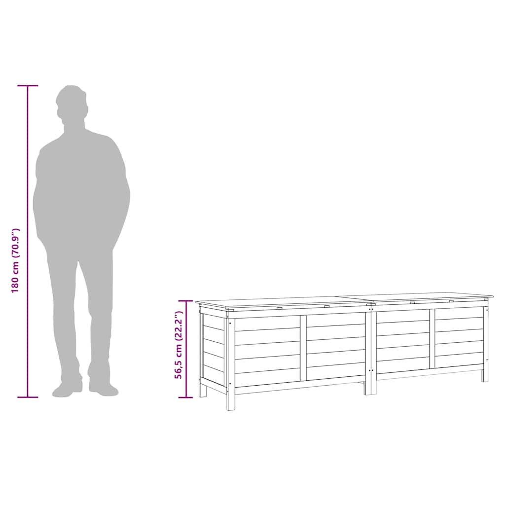 Dynbox brun 198,5x50x56,5 cm massivt granträ