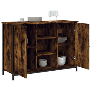 Skänk rökfärgad ek 100x35x70 cm konstruerat trä