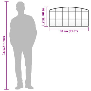 Väggspegel svart 80x40 cm bågformad järn