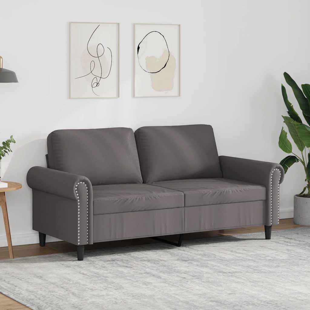 2-sitssoffa grå 140 cm konstläder
