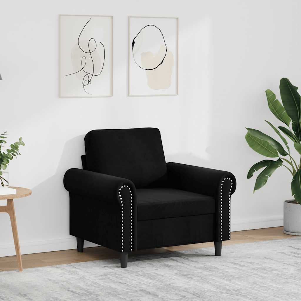 Fåtölj Svart 60 cm sammet