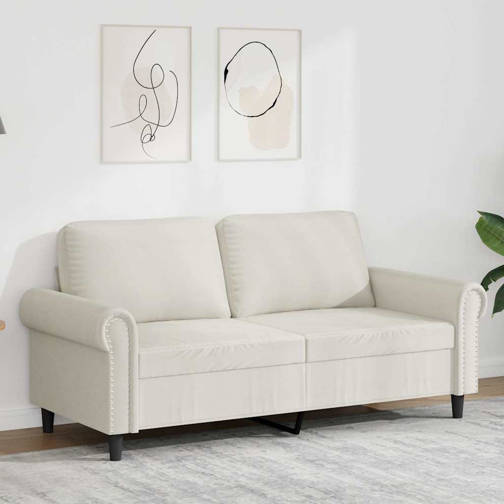 Soffa 2-sits gräddvit 140 cm sammet