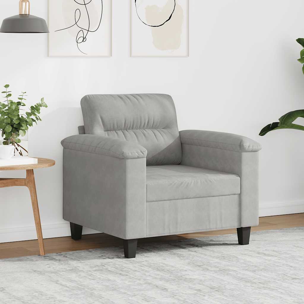 Fåtölj ljusgrå 60 cm mikrofibertyg