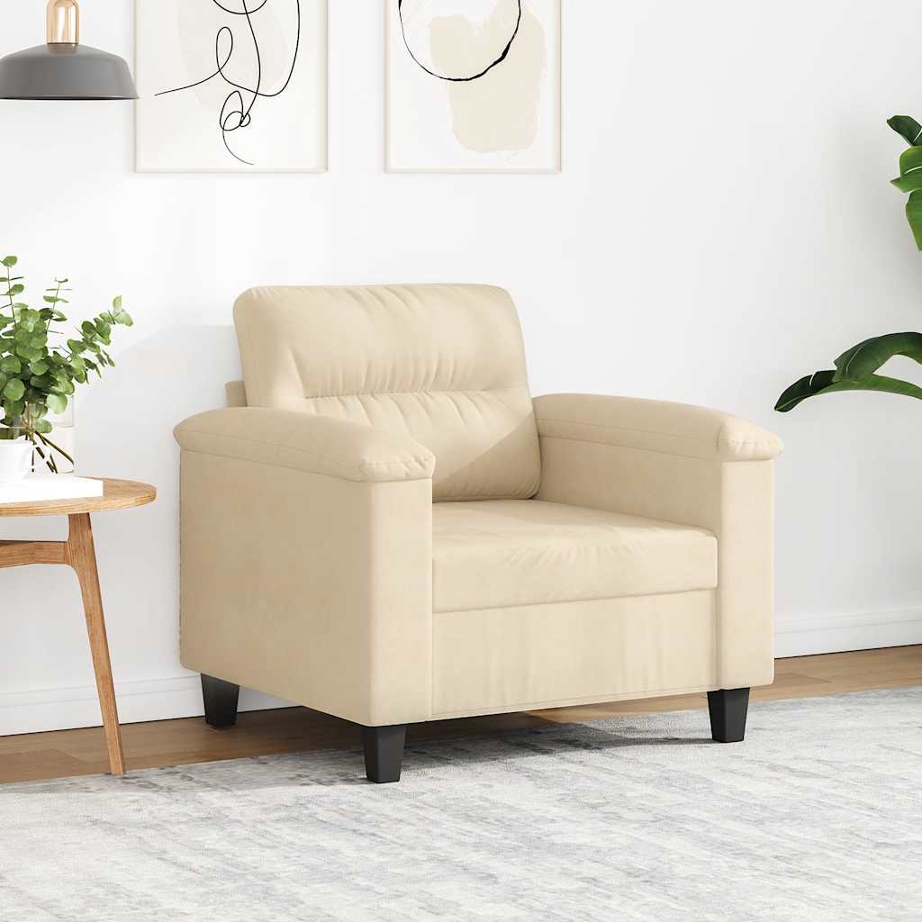 Fåtölj gräddvit 60 cm mikrofibertyg