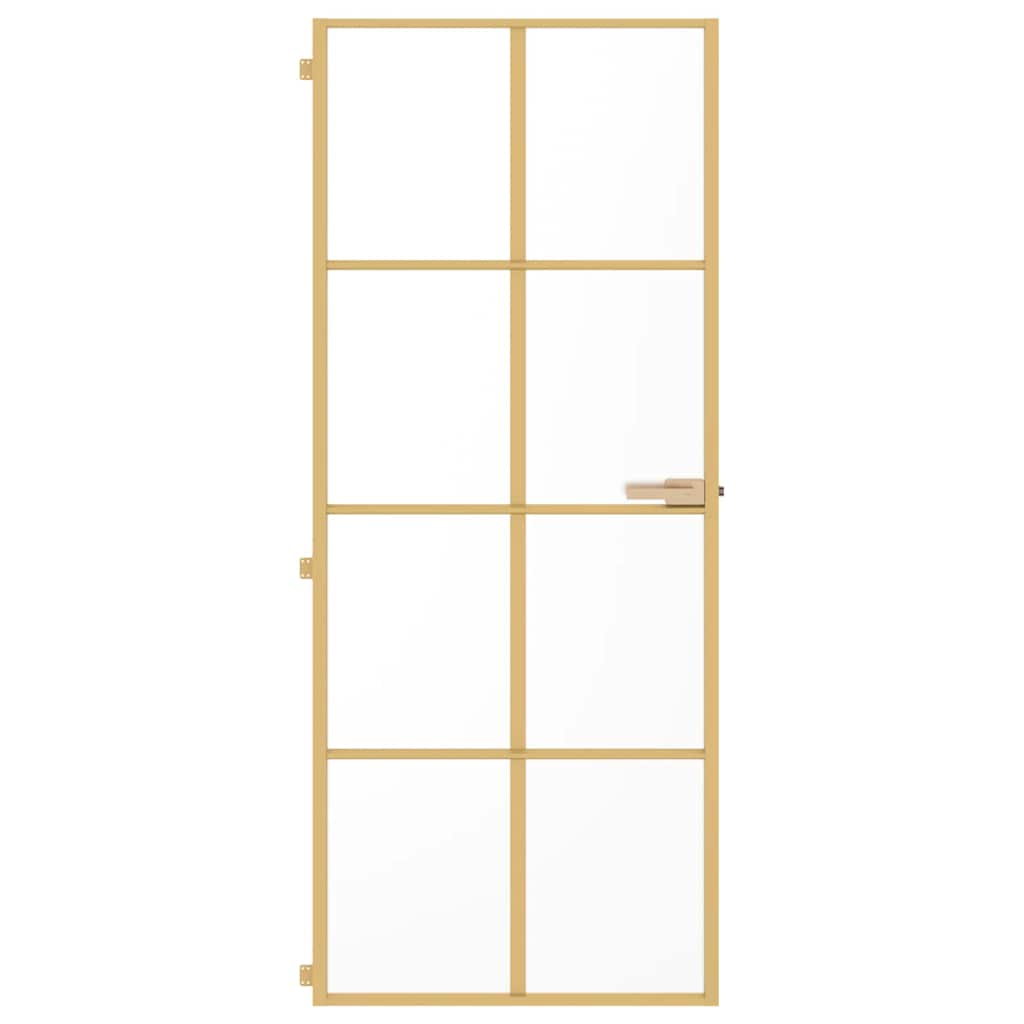 Innerdörr guld 83x201,5 cm härdat glas och aluminium slim