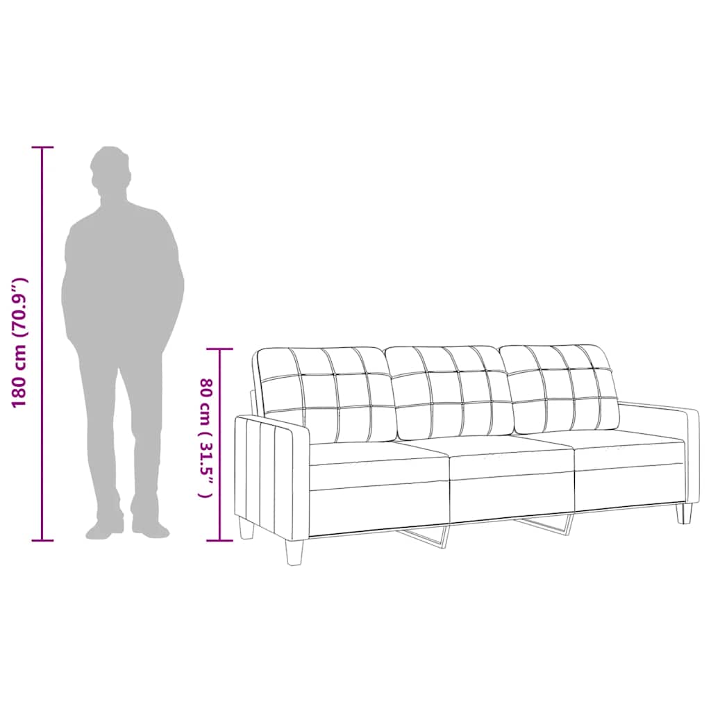 3-sitssoffa cappuccino 180 cm konstläder