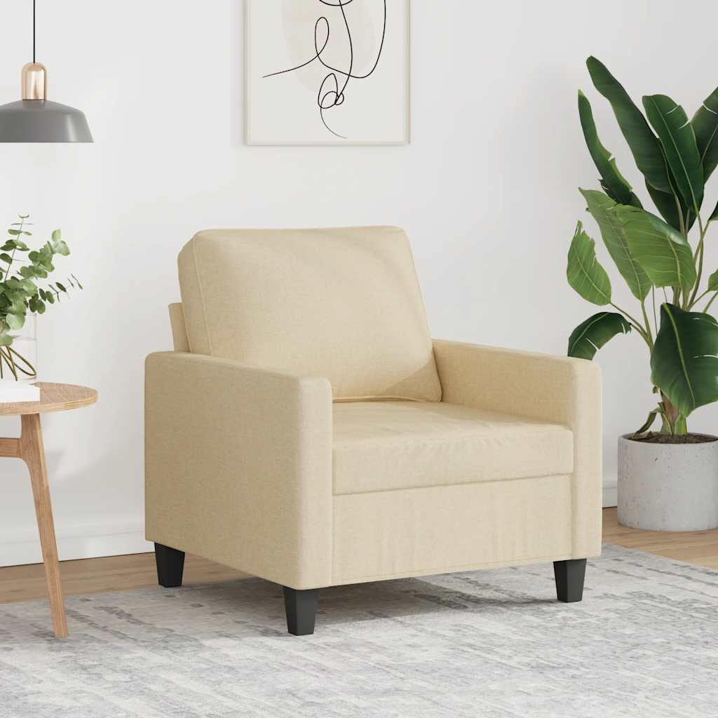 Fåtölj gräddvit 60 cm tyg