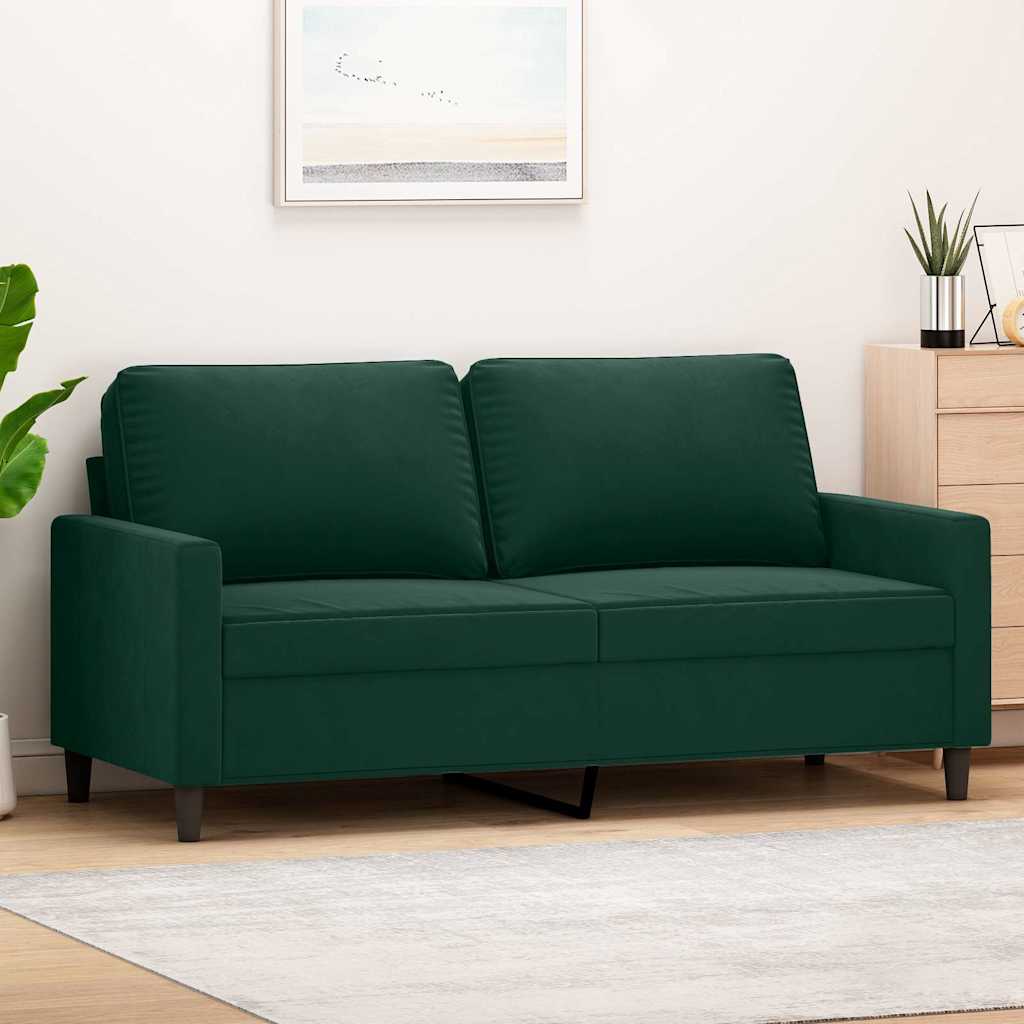 Soffa 2-sits mörkgrön 140 cm sammet