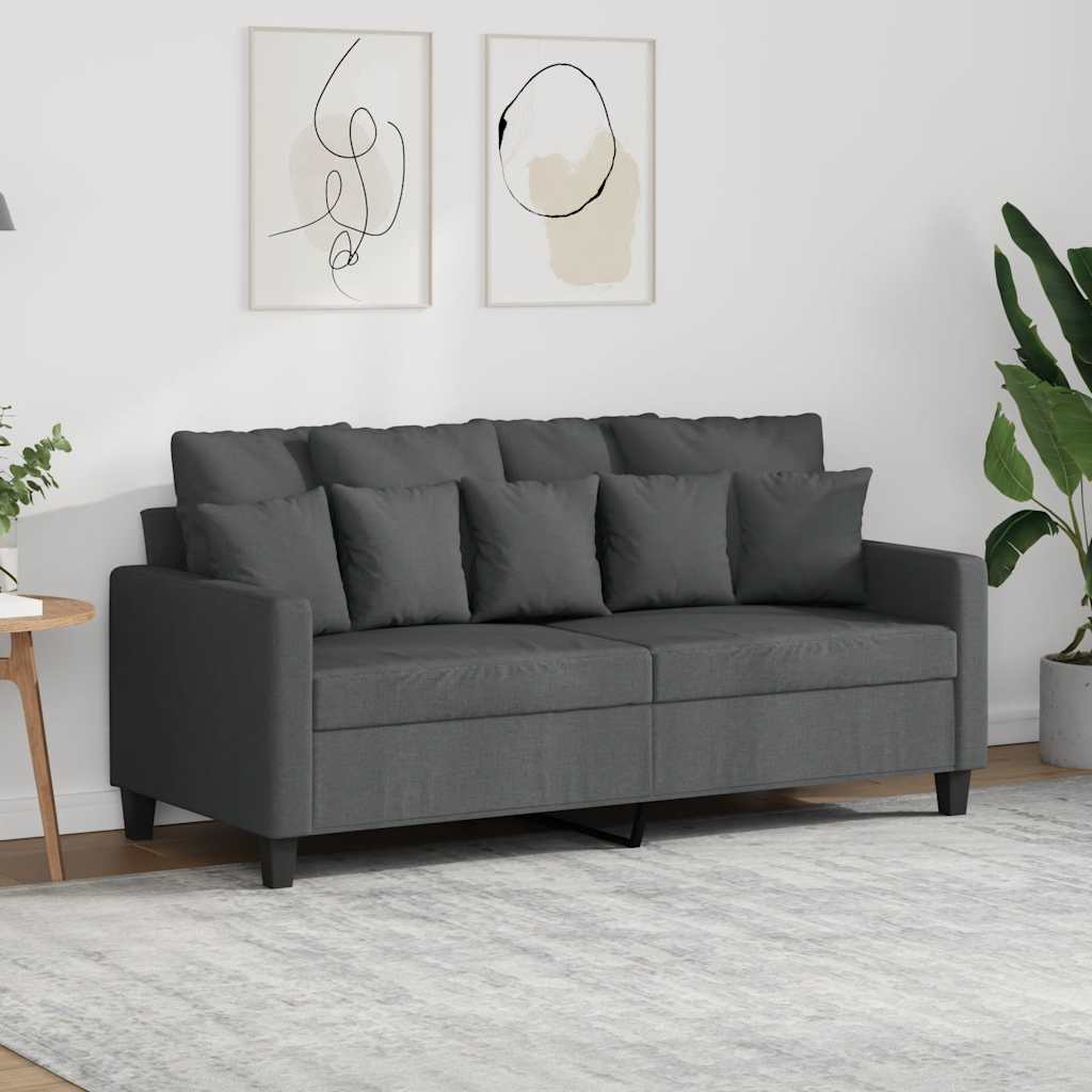 Soffa 2-sits mörkgrå 140 cm tyg