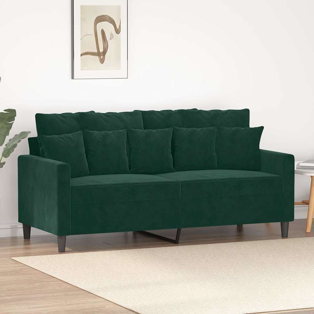 Soffa 2-sits mörkgrön 140 cm sammet