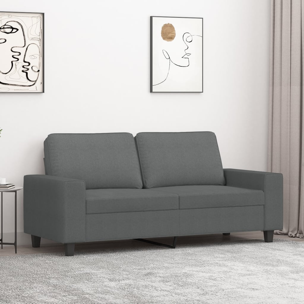 Soffa 2-sits mörkgrå 140 cm tyg