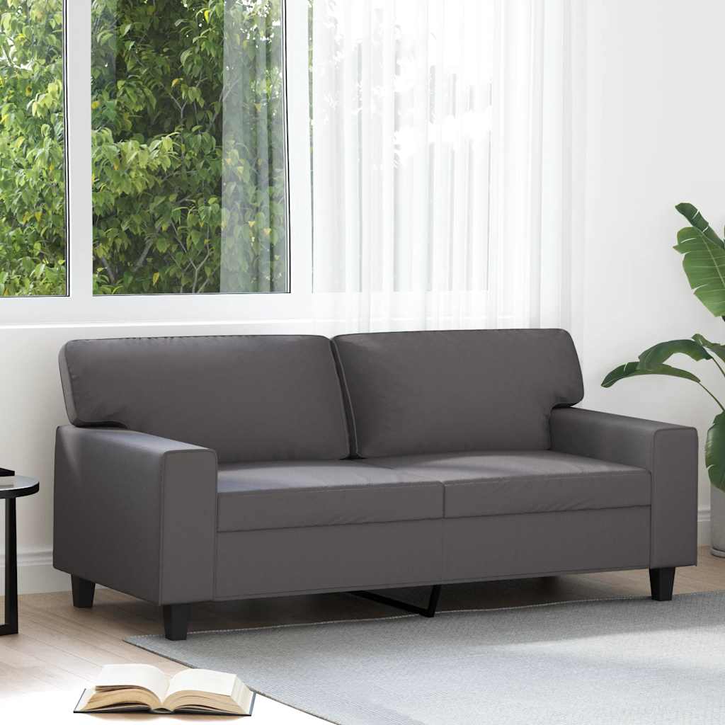 2-sitssoffa grå 140 cm konstläder