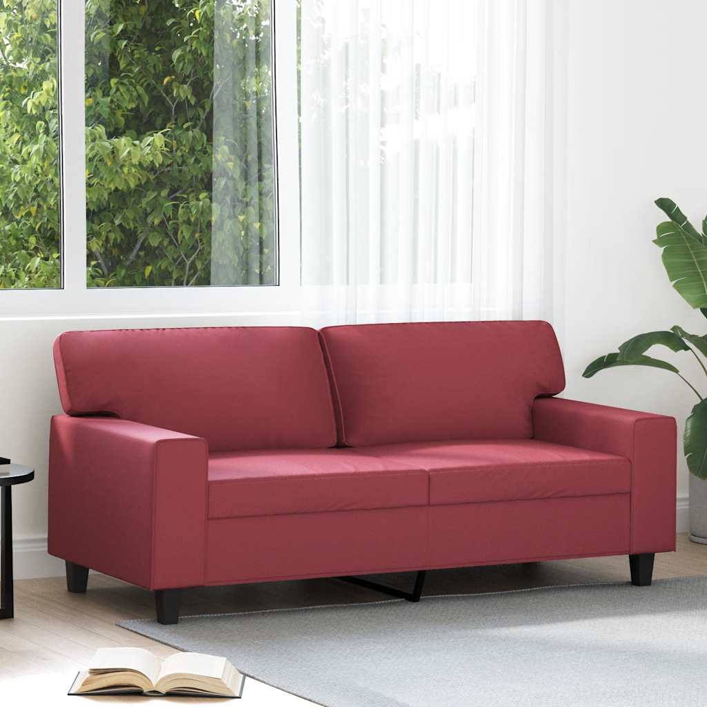 2-sitssoffa vinröd 140 cm fuskläder