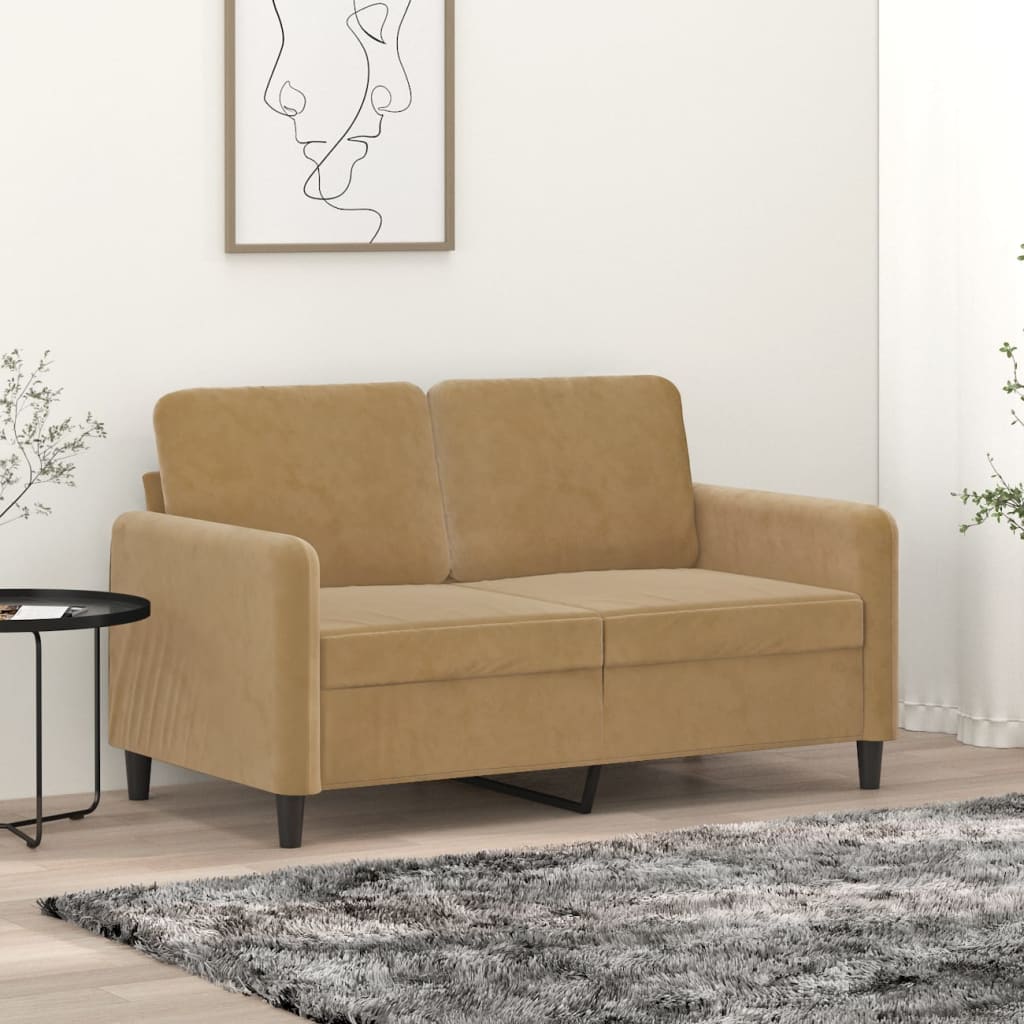 2-sitssoffa brun 120 cm sammet